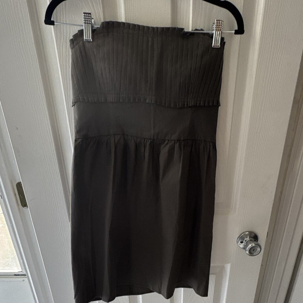 Glam Brown Solid Strapless Sheath Mini Dress Sleeveless Regular Size M